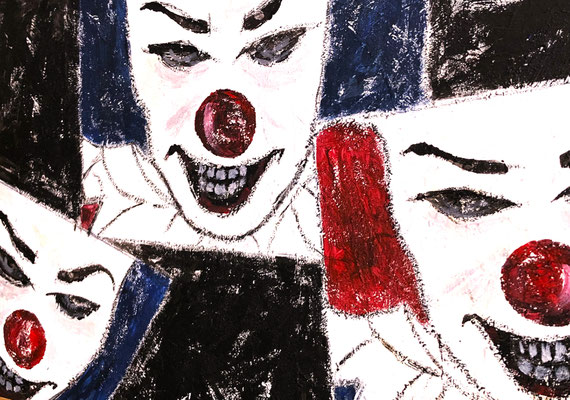 Clownerie | Acryl auf Karton | 90x60cm | 520€ | gerahmt 