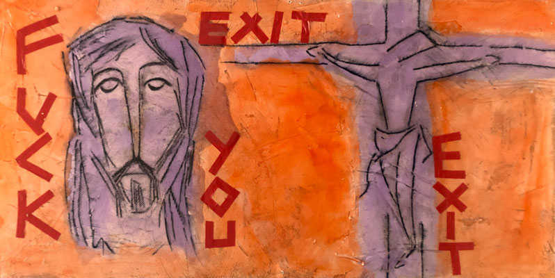 Schein-heilig | Acryl auf Holz | 120x60cm | 650€