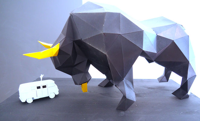 Bulls fighting | 60x40x30 | Papier | 310€