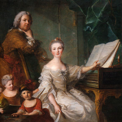 Jean-Marc-Nattier, Autoportrait-&-sa-famille, 1762, Huile-s-toile