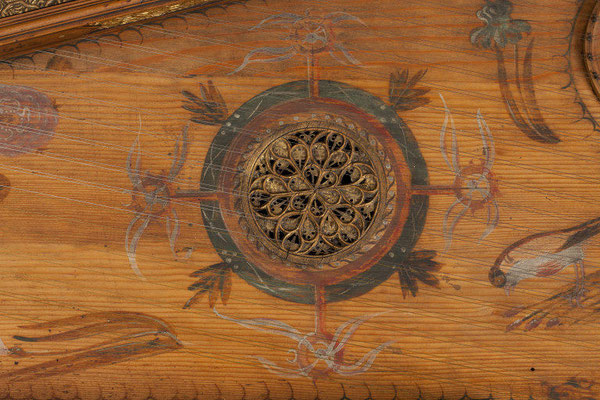 Gilt leather rosette from a Rectangular virginal by White, Thomas , 1642 London, England (made) © V&A Images