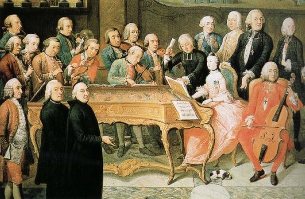 Detail from Paul-Joseph Delcloche's Concert à la cour du prince-évêque de Liège, circa 1755