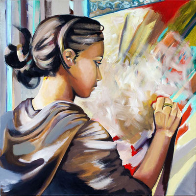 "La peintre" - 100 X 100 - En édition uniquement prix selon dimension