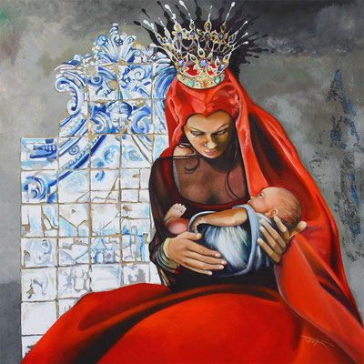 "Marie de Lisbonne" 100 x 100 - Original 2800€ - Original disponible - Possible en digigraphie ou reproduction sur toile 