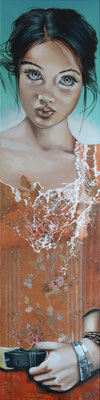 " Freyja" - 30 x 120 - Original VENDU - disponible à l'édition sur papier fine art, toile sur chassis, alu Dibond 