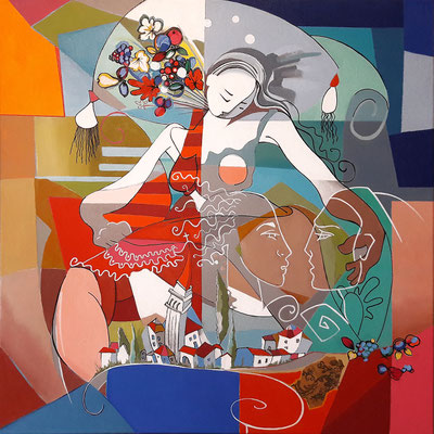 "Le rêve" - 80 x 80 cms - Huile sur toile - 2300€