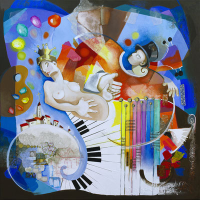 " Extase" - 100 x 100cm - Original Disponible - 2800€ - Et disponible (en stock) en 90 x 90 sur alu Dibond à 640 € 