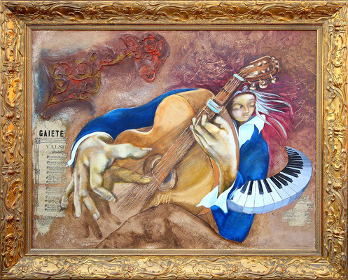 "Le guitariste" "le guitariste" Huile sur toile - 80 x 100 - VENDU - Proposé en digigraphie ou reproduction sur toile. Devis selon dimention