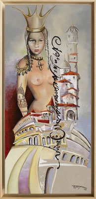 "La grande reine" - 80 x 177 cms - Avec encadrement - Acrylique et huile sur panneau de bois - 2600€