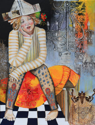 Demoiselle de pique - 60 x 80 -Original  VENDU - 1 possible en édition ou reproduction limité à 30 exemplaires
