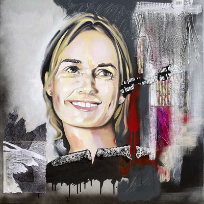 "Sandrine" Original en 100 x 100 : 2300€  - Possible en digigraphie ou reproduction sur toile 