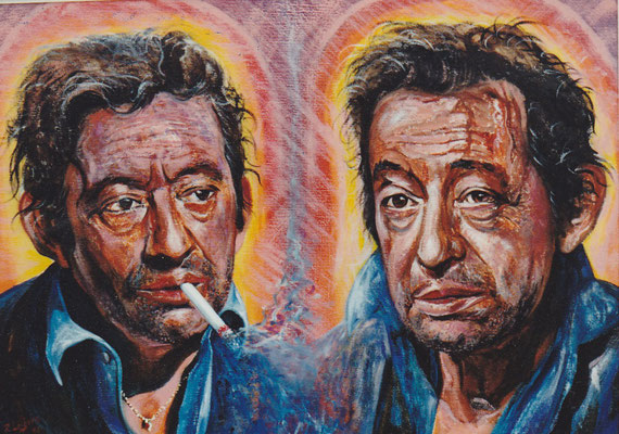 "Gainsbarre et Gainsbourg" - huile sur toile 80x60