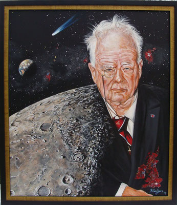 "Sir Patrick Moore", célèbre astronome britannique - huile s.toile 70x60      DISPONIBLE