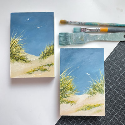 10 x 15 x 3 cm, Acryl auf Hartfaser je 75,- (nur noch rechts vorhanden)