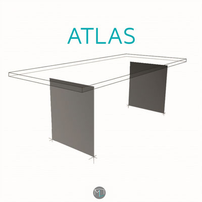 Design Gestell ATLAS - zwei Stahlwangen im puristischem Design in Stahlroh - ideales Gestell für Tische, Waschtische, Couchtische