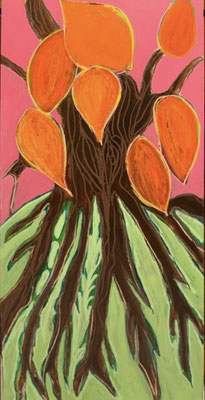 arbor, 35x70, Acryl und Ölpastell auf Holz, 2022