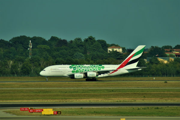 A380 Expo 2020 Werbung Emirates, 08.08.2018, Milano, Steve Baaß