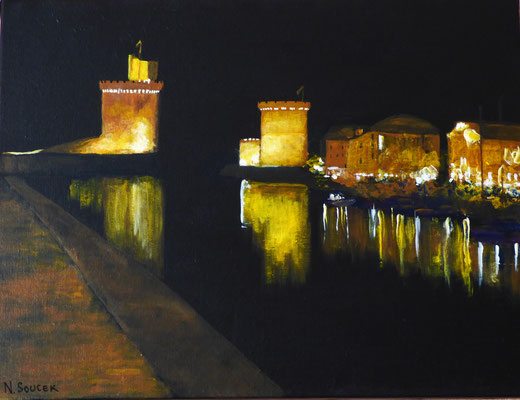 La Rochelle by night, acrylique