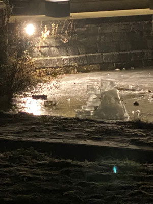 ThP 221217 Maastricht - De oude gracht (tegenwoordig een soort vijver) is een restant van de stadsgracht tussen de 1e en 2e stadsmuur. Beide muren waren voorzien van een beer om het water in de stadsgracht vast te houden.