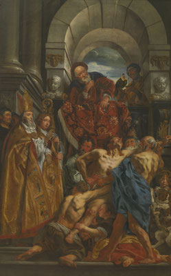 Jacob Jordaens (1630) - Sint-Maarten geneest een bezetene. Musea voor Schone Kunsten van België. Fotograaf: J. Gheleyn - Art Photography. Publiek Domein. Op 9 november 2021 van https://www.fine-arts-museum.be/nl/de-collectie/