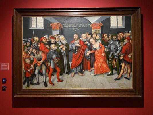 ThP 221217 Bonnefanten Museum - 'Christus en de overspelige vrouw' door Lucas Cranach de Jongere (ca. 1549).