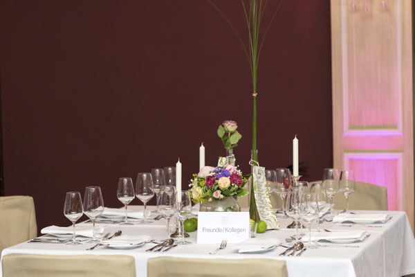 Hochzeits - Tischdekoration im Gasthaus Spieker 