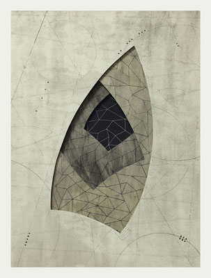 Scars in Deep Places (2025) intaglio, relief on layered paper, cotton thread, 28 x 22 inches
