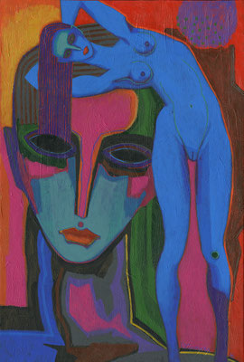 rostro y mujer azul 
