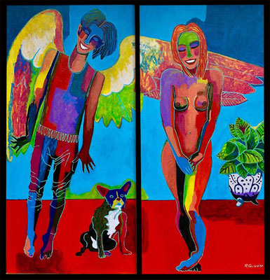 ángel, mujer y perro (vendido)