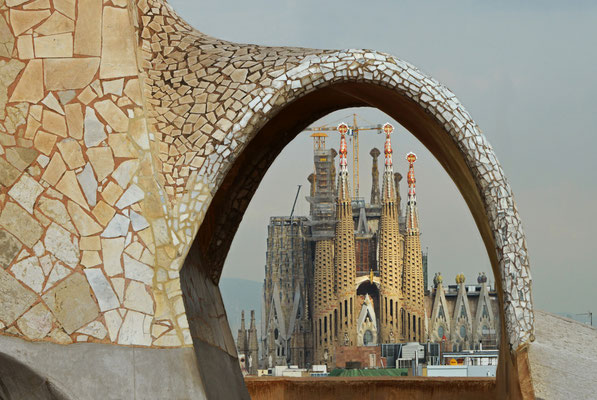 Blick vom Casa Milà auf die Sagrada Familia