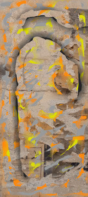 Digital-Foto-Painting 2023, Bunkerwand, Bochumer Hochbunker