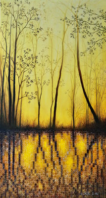 Forêt de lumière (100x54cm) Huile et acrylique sur toile