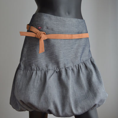 bias bubble skirt in denim