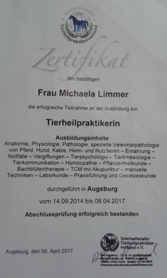 Zertifikat Tierheilpraktikerin