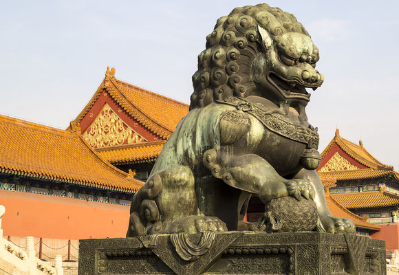 Guardian Lion in front of the Gate of Supreme Harmony