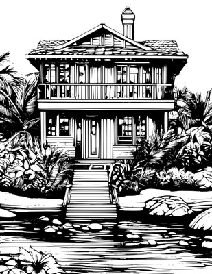 Colorful Beach Houses - Adult Coloring Book for Relaxation and Creativity
