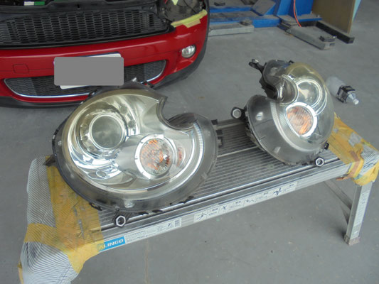 ヘッドライトリペア 車のオールペイントは埼玉 ハイシマボデー東松山