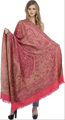 3. gewobenes Ornament, hotpink/gold, Wolle, 109 x 225 cm, 75,00 €