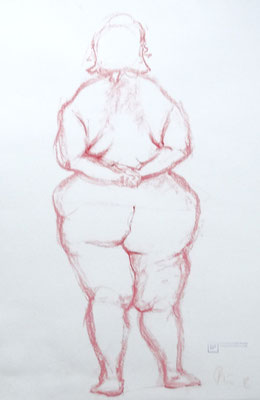 Weiblicher Akt I korpulent, stehend - Studie . 2012 . Pastellkreide auf Papier . 40cmx60cm . 149,-€