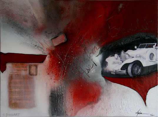 "Escalibur" Collage mit Leder, 60x80 cm
