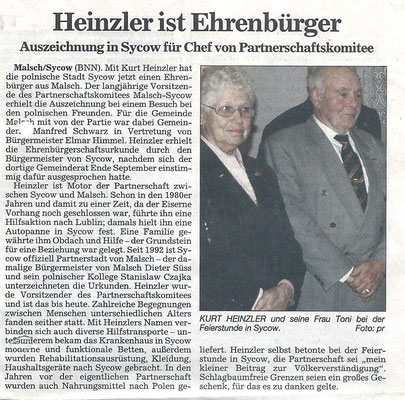 2010 Ehrenbürger von Syców, Kurt Heinzler