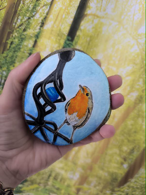 bemalter Stein mit Vogel