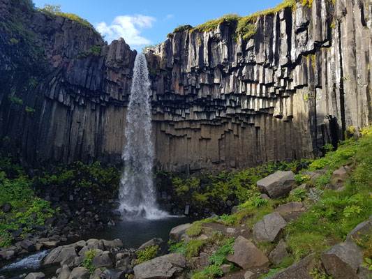 Skaftafell Nationalpark Svartifoss Schwarzer Wasserfall