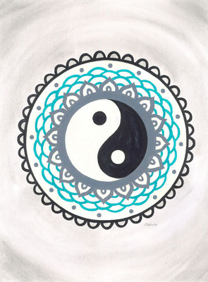 Yin und Yang Variante 1, A3, Aquarellmalerei, 189,- Euro