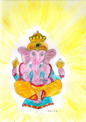 Ganesha, Indischer Gott, Aquarellzeichnung ca DIN A5, , 86,- Euro