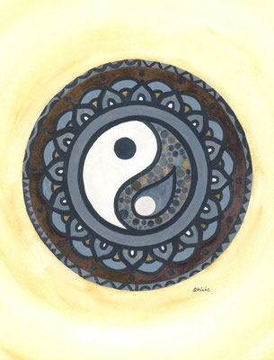 Yin und Yang Variante 2, A3, Aquarellmalerei, 189,- Euro