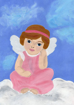 Engel auf Wolke Ölmalerei auf Papier 137,- Euro