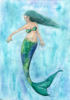 Meerjungfrau, A4 Aquarellmalerei 146,- Euro