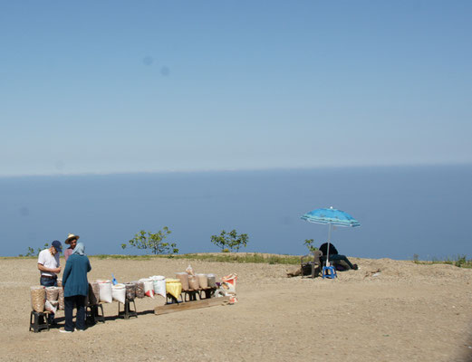 Das Meer in Sichtweite und Nüsse am Strassenrand