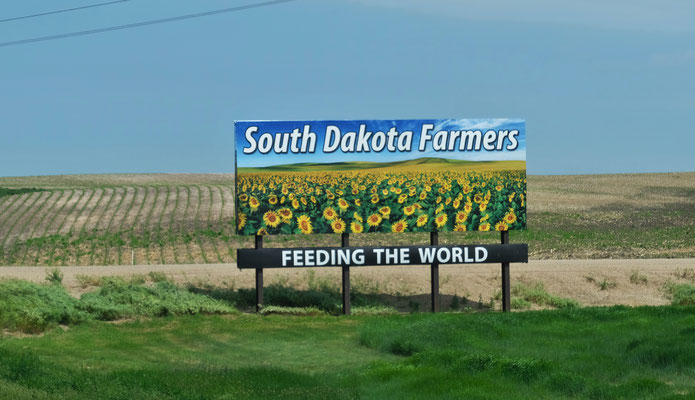 Sehr viel Landwirtschaft in South Dakota